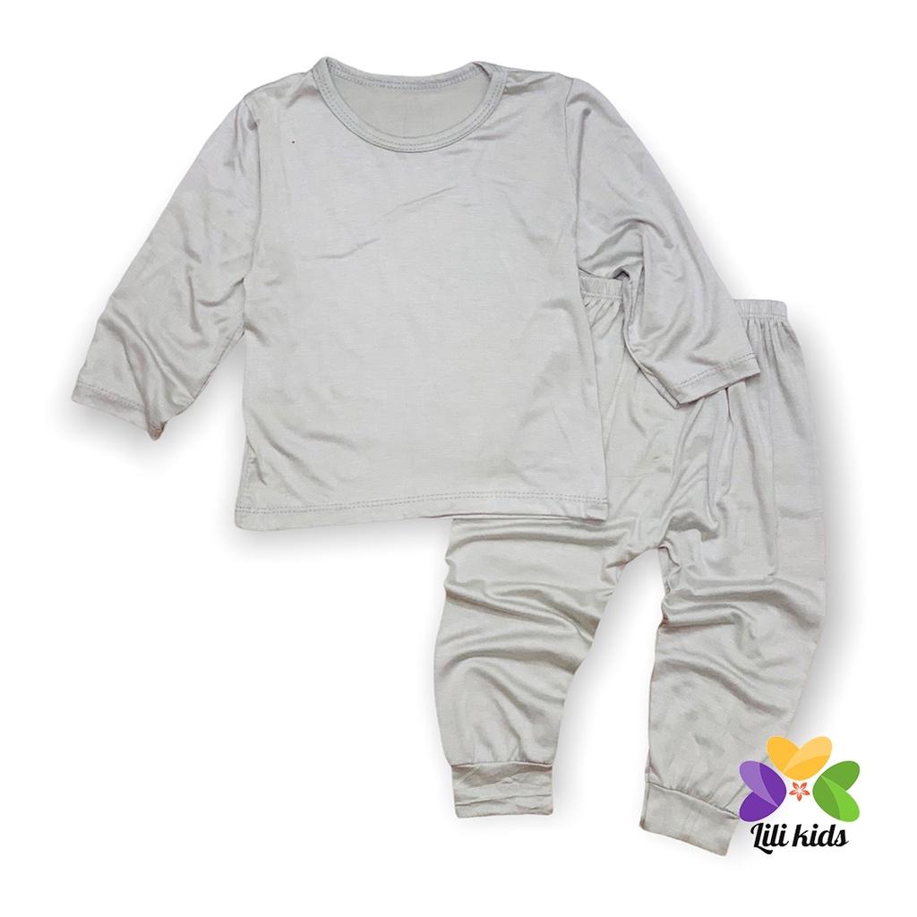 Bộ dài tay cho bé trai bé gái LILIKIDS chất thun lạnh trơn vải mềm mát cho bé BDT09