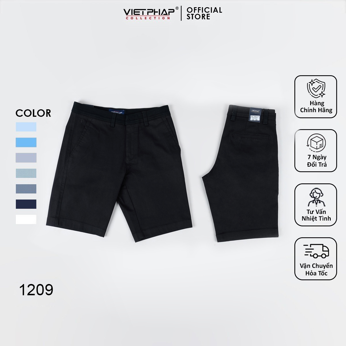 Quần Short Kaki Cao Cấp VIỆT PHÁP/ Form basic/ thêu logo sườn, chất liệu dệt cotton mềm mịn hút mồ hôi ,không phai màu 1209