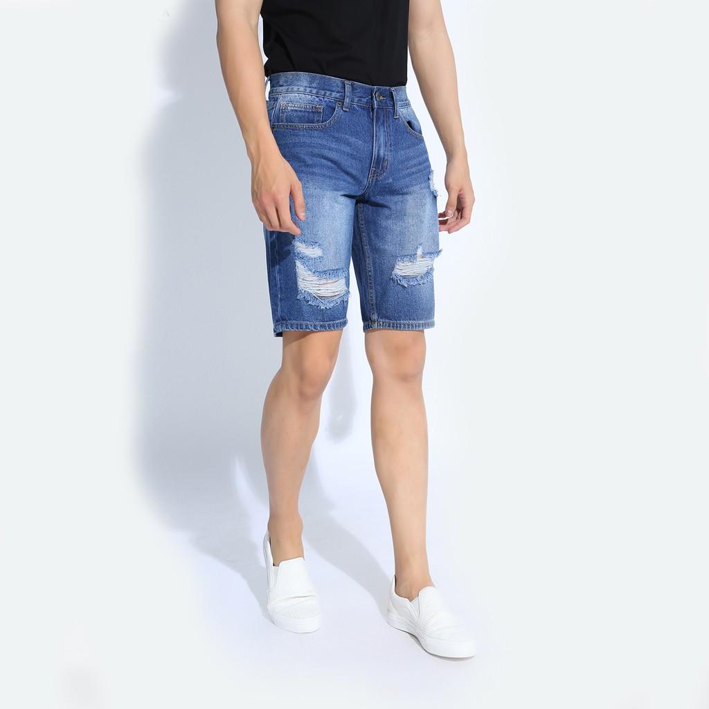 Quần Short Jean Nam Rách Thời Trang Cao Cấp AKUBA Form Skinny | 01D19133