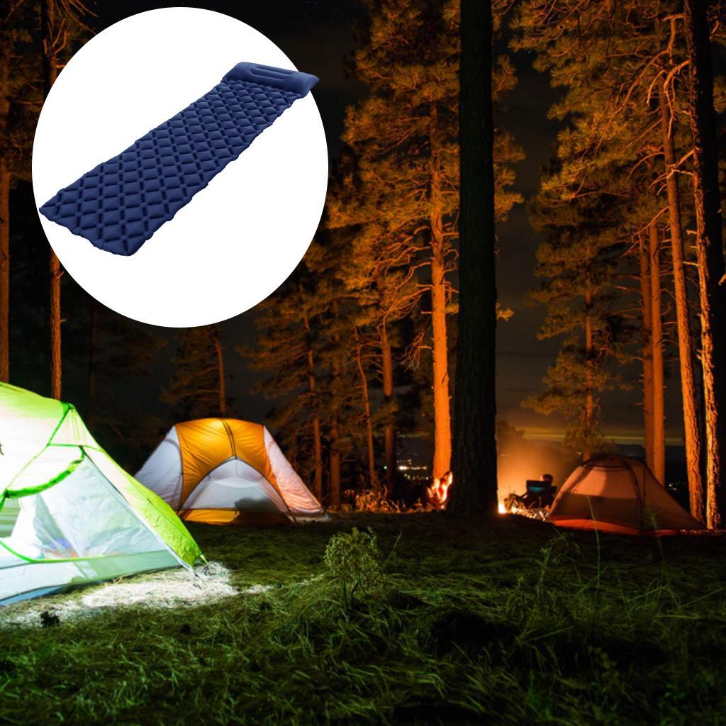 Compact Inflatable Camping Mattress Sleeping Pad with Pillow Nylon+TPU Trekking Travel Air Mat Camping Mat Air Mattress Waterproof Foldable Furniture