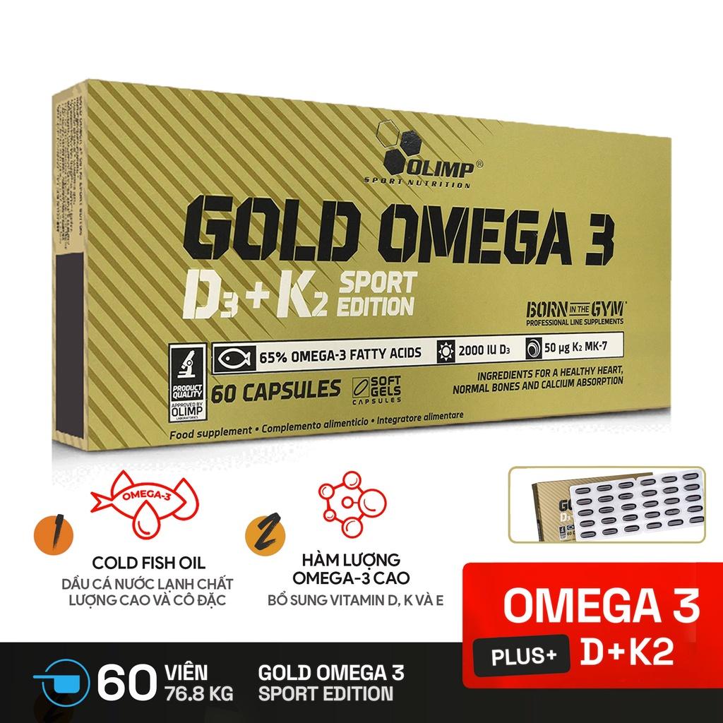 Dấu cá Gold Omega 3 + Vitamin D3 + K2 Sport Edition từ Balan - 60 Viên – Dầu cá nước lạnh vùng nước sâu nuôi tự nhiên hỗ trợ tim mạch, trí não, xướng khớp