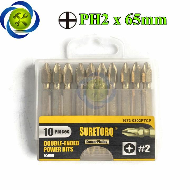 Mũi vặn vít 2 đầu PH2 Suretorq 1673-0302 PTCH màu vàng dài 65mm