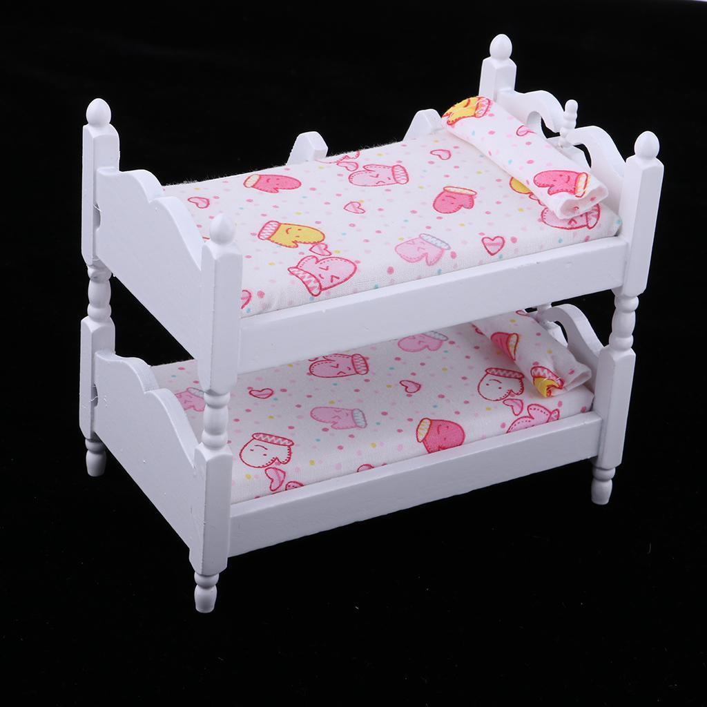 1:12 Scale Wooden Miniature Dollhouse Furniture Toy Set for Baby Doll Bed Room Decoration