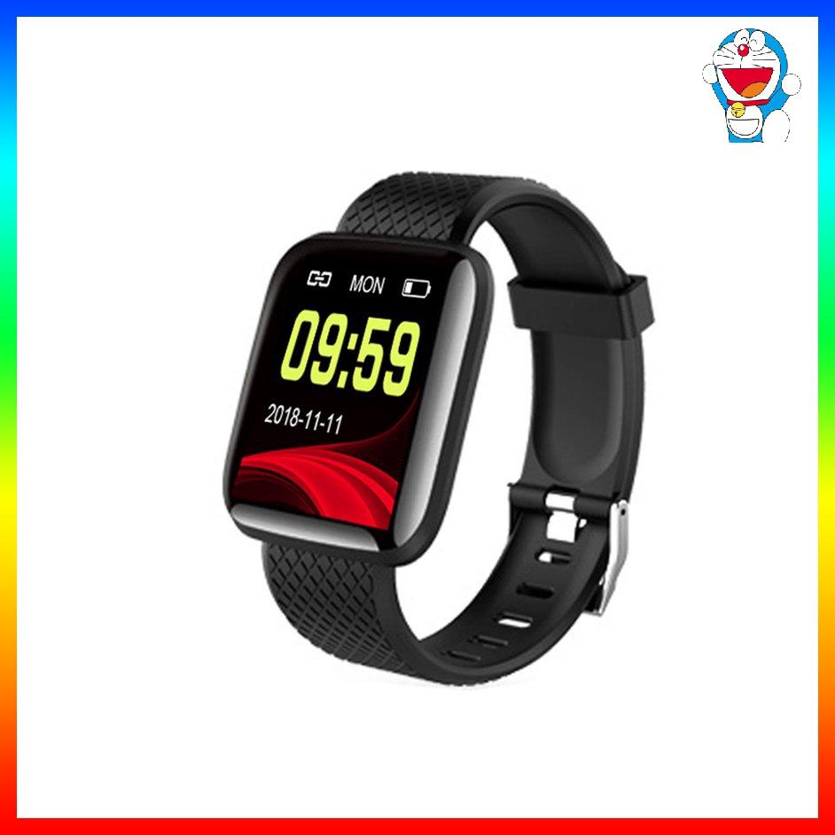 Đồng hồ thông minh Smart Watch 116 Plus chống nước theo dõi vận động hỗ trợ theo dõi sức khỏe - Đen