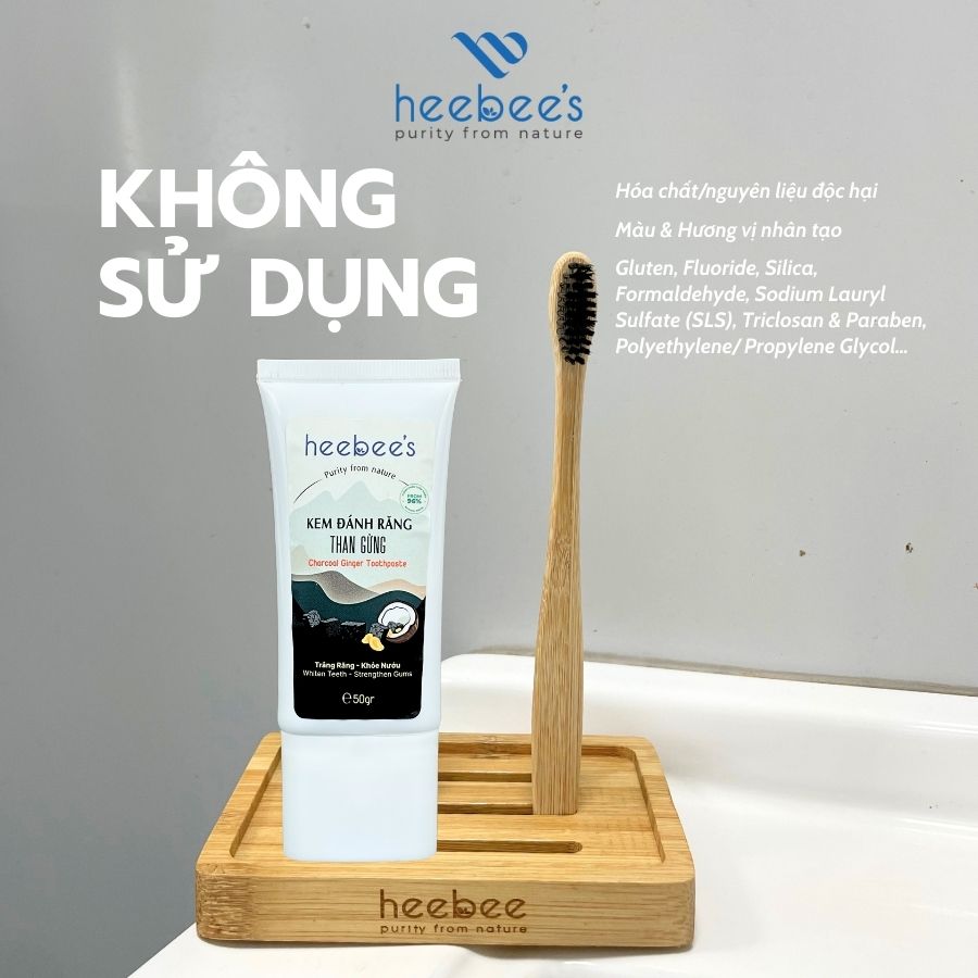 Kem Đánh Răng Than Gừng Heebee's 50gr - Trắng Răng, Khỏe Nướu