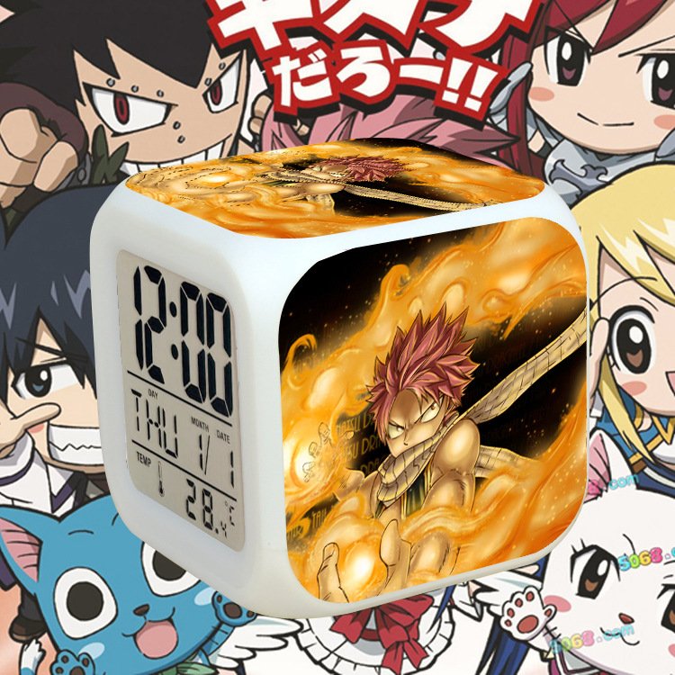 Đồng hồ báo thức để bàn in hình HỘI PHÁP SƯ FAIRY TAIL đèn LED đổi màu anime chibi tiện lợi xinh xắn