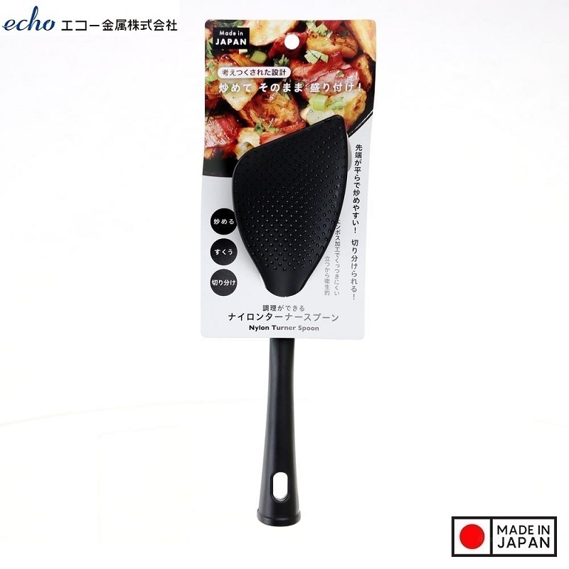 Hình ảnh Muôi chiên đầu vát chống dính Echo Black 24cm - Hàng nội địa Nhật Bản, nhập khẩu chính hãng (#Made in Japan)