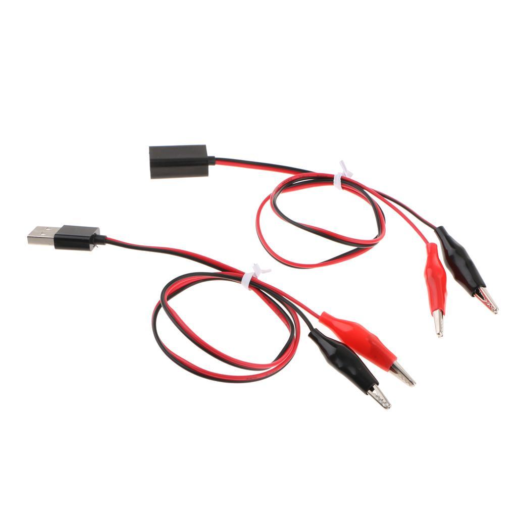 Alligator Test Clips Clamp to USB Male + Female Cable 53cm