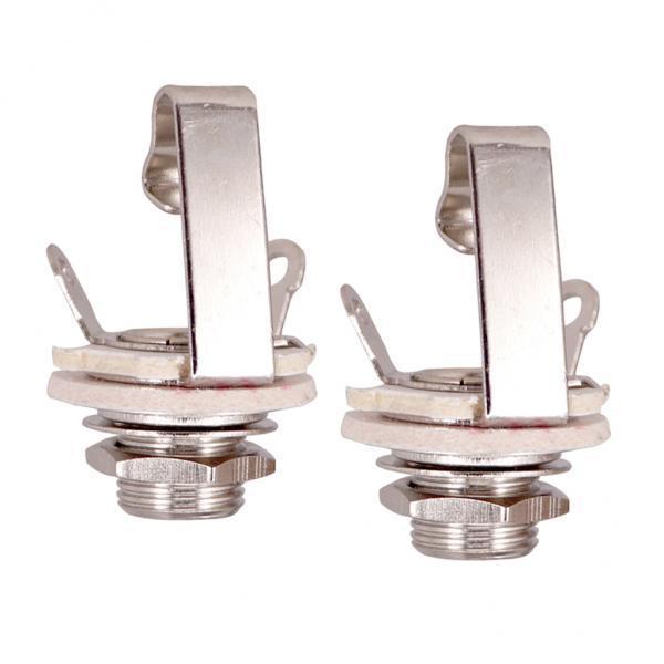 2x Pack of 2 Electric Guitar Bass 6.35mm Mono Socket Plug Instrument Accs - Silver, 6.35mm