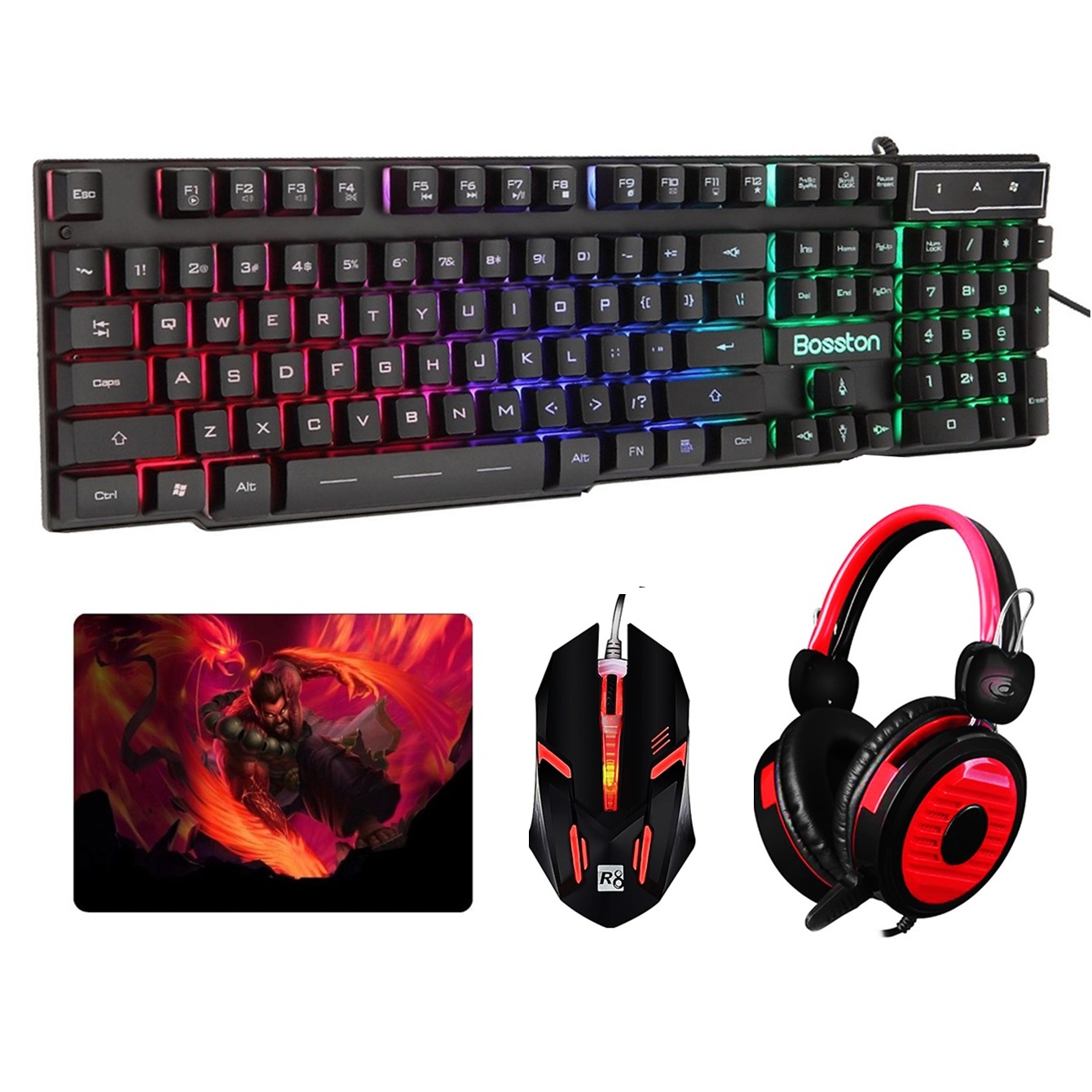 Combo Phím Bosston G803 + Tặng Chuột Game r8 1602, Tai Nghe YL902 Và Lót X88 (giao mẫu ngẫu nhiên) - HÀNG CHÍNH HÃNG