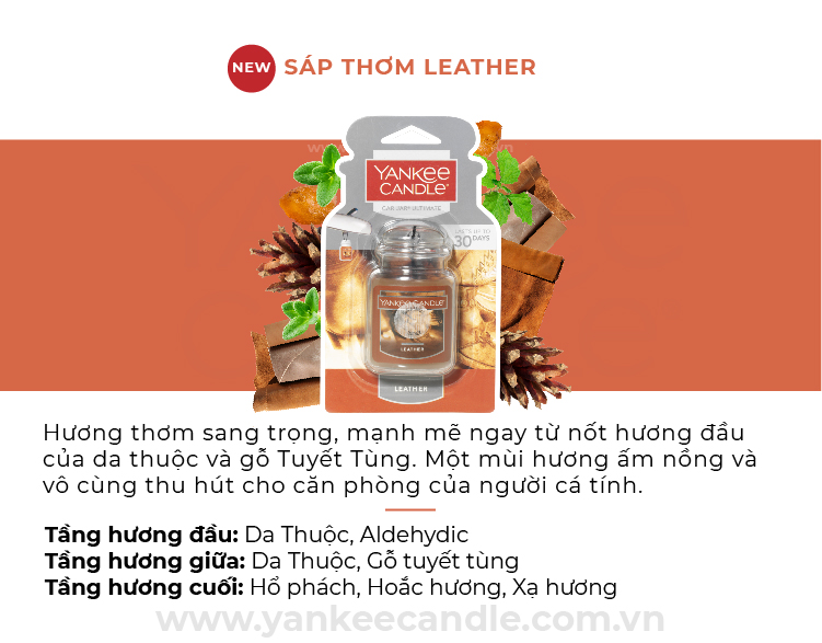 Sáp thơm xe Yankee Candle - Leather