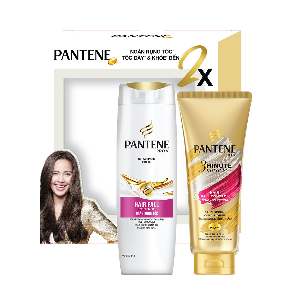 Bộ đôi Pantene Ngăn Rụng Tóc Dầu gội 300ml + Kem xả 3 phút diệu kỳ 150ml