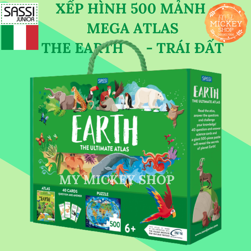 Bộ trò chơi xếp hình 500 mảnh chủ đề TRÁI ĐẤT - The EARTH chính hãng Sassi Ý