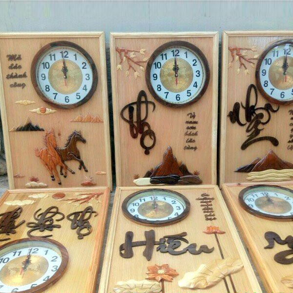 Tranh  đồng hồ  bằng gỗ sồi chữ NGHĨA trang trí cho mọi gia đình