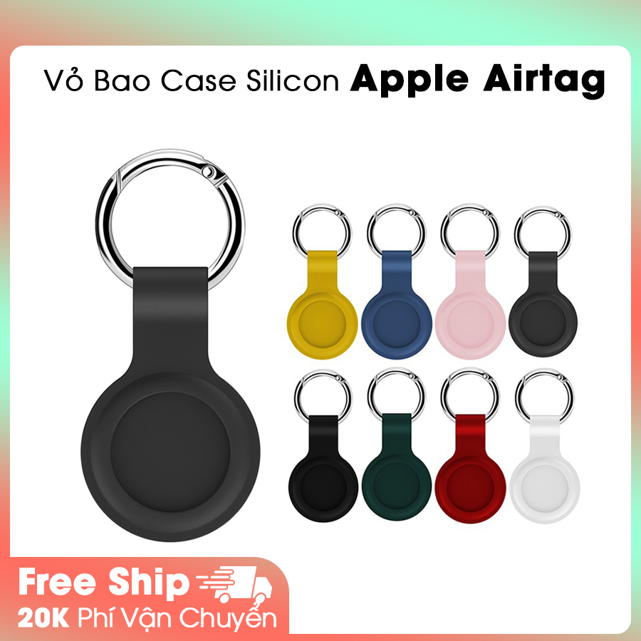 Vỏ Ốp Case Silicon Dẻo Nhiều Màu Kèm Móc Hở 1 Mặt Bảo Vệ Airtag, Apple Airtag - thiết bị định vị, chống trộm - Hàng Chính Hãng