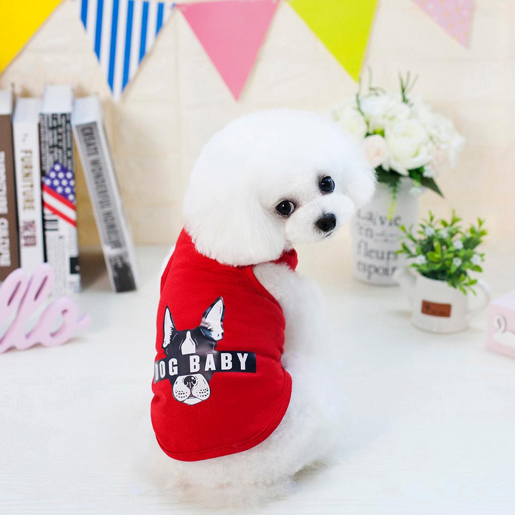 Cute Pattern Pet Puppy Dog Cat Pet Clothes Dress Vest T Shirt Red L