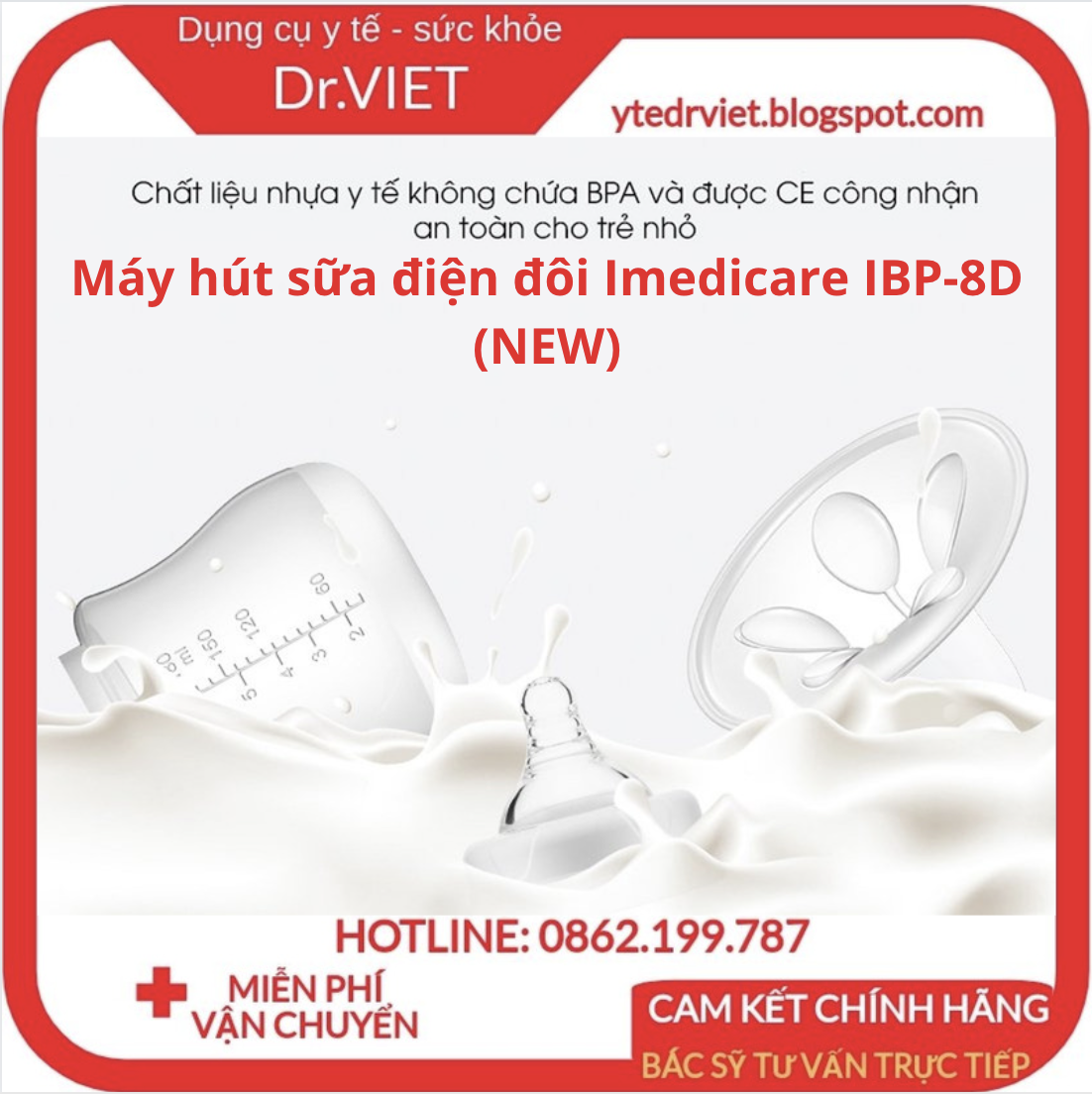 Máy hút sữa điện đôi Imedicare iBP-8D (NEW) (Hàng Chính Hãng)