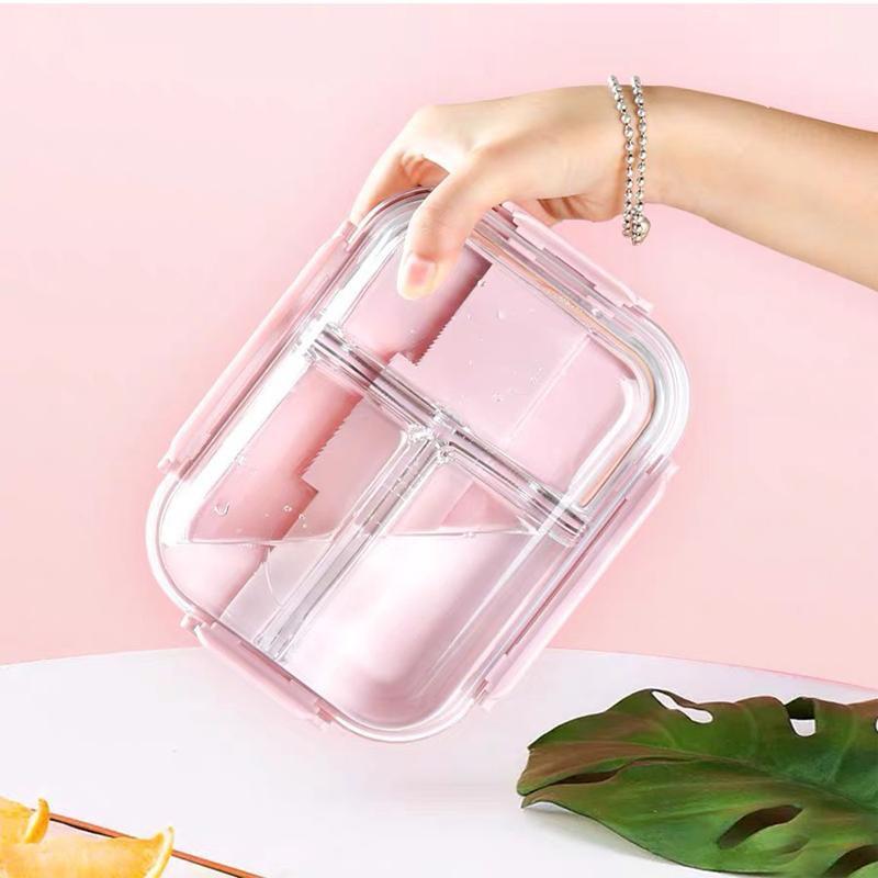 Combo Hộp Cơm Văn Phòng Thủy Tinh 3 Ngăn Chịu Nhiệt Sang Trọng Cao Cấp Kèm Túi Giữ Nhiệt Lunch Bag