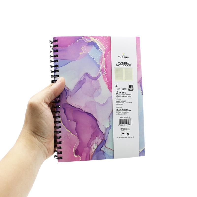 Sổ Lò Xo Bìa Cứng Marble A5 - Kẻ Ngang - 160 Trang 80gsm - The Sun 01