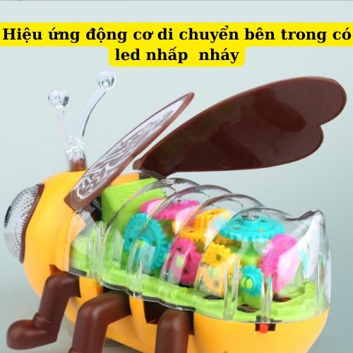 Đồ chơi Robot chạy pin chú ong vàng di chuyển gấp cánh hiệu ứng âm thanh ánh sáng