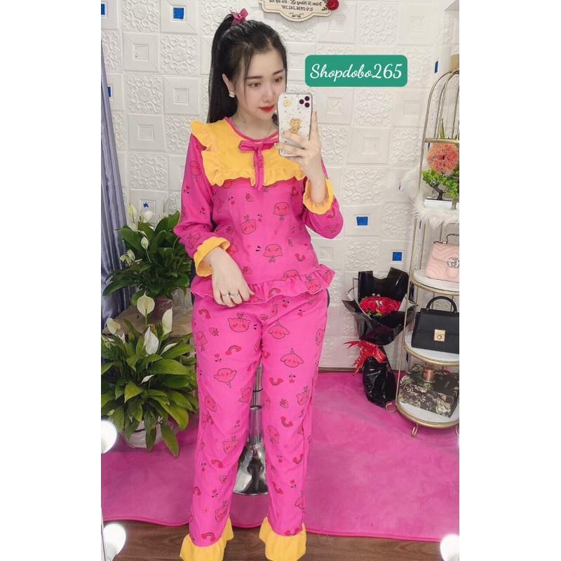 Đồ bộ nữ,đồ ngủ,đồ bộ mặc nhà vải xốp tay dài họa tiết dễ thương.