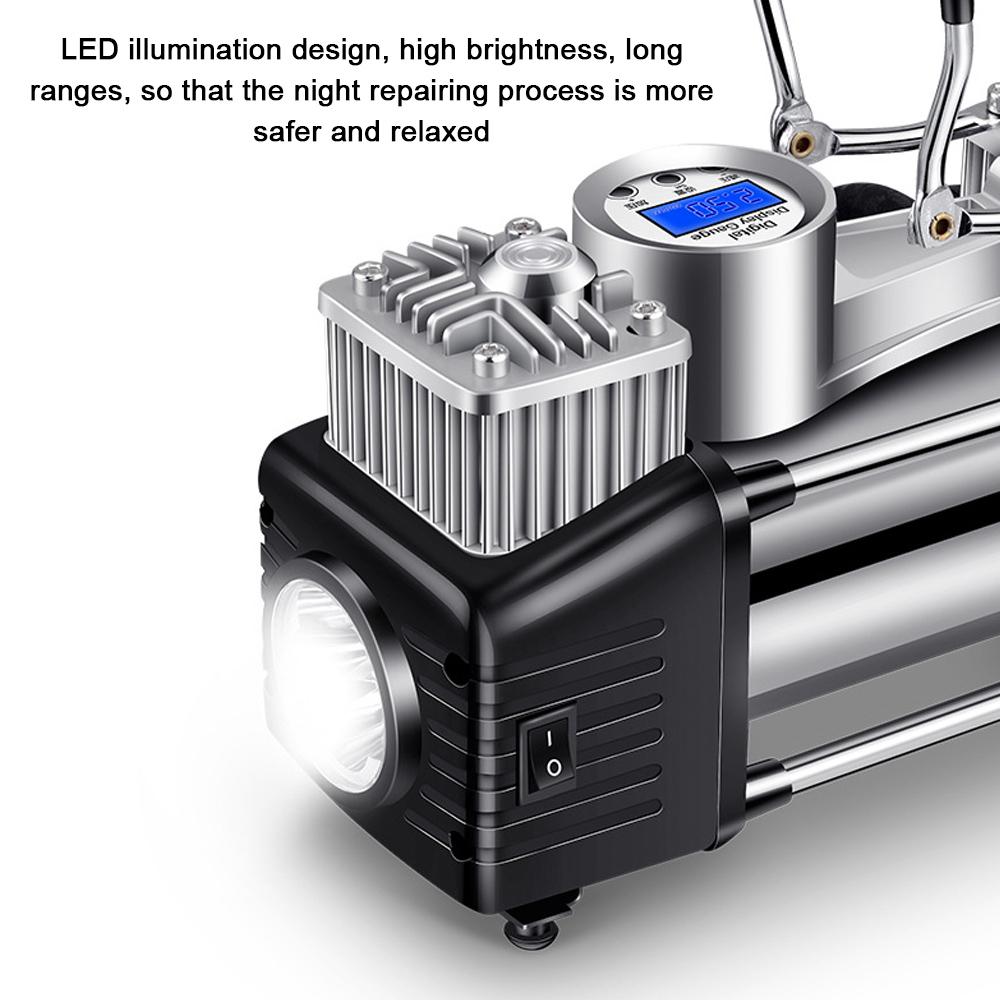 Double Cylinder High Pressure Car Air Pump Electric Auto Tyre Inflator Pump Digital Display Air-compressor Pressure Preset Function