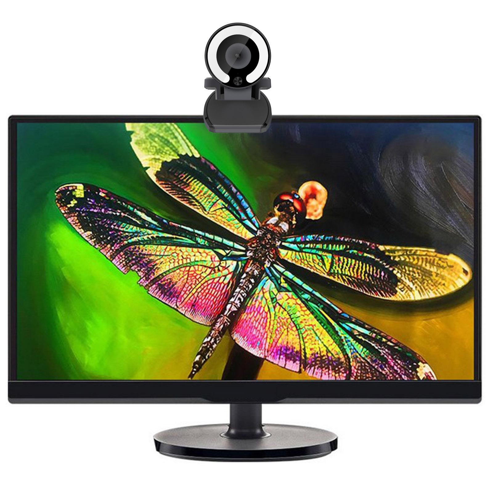 1080P Webcam with Light Face Camera Auto Focus Built-in Plug And Play Microphone with Computer Mount Clip