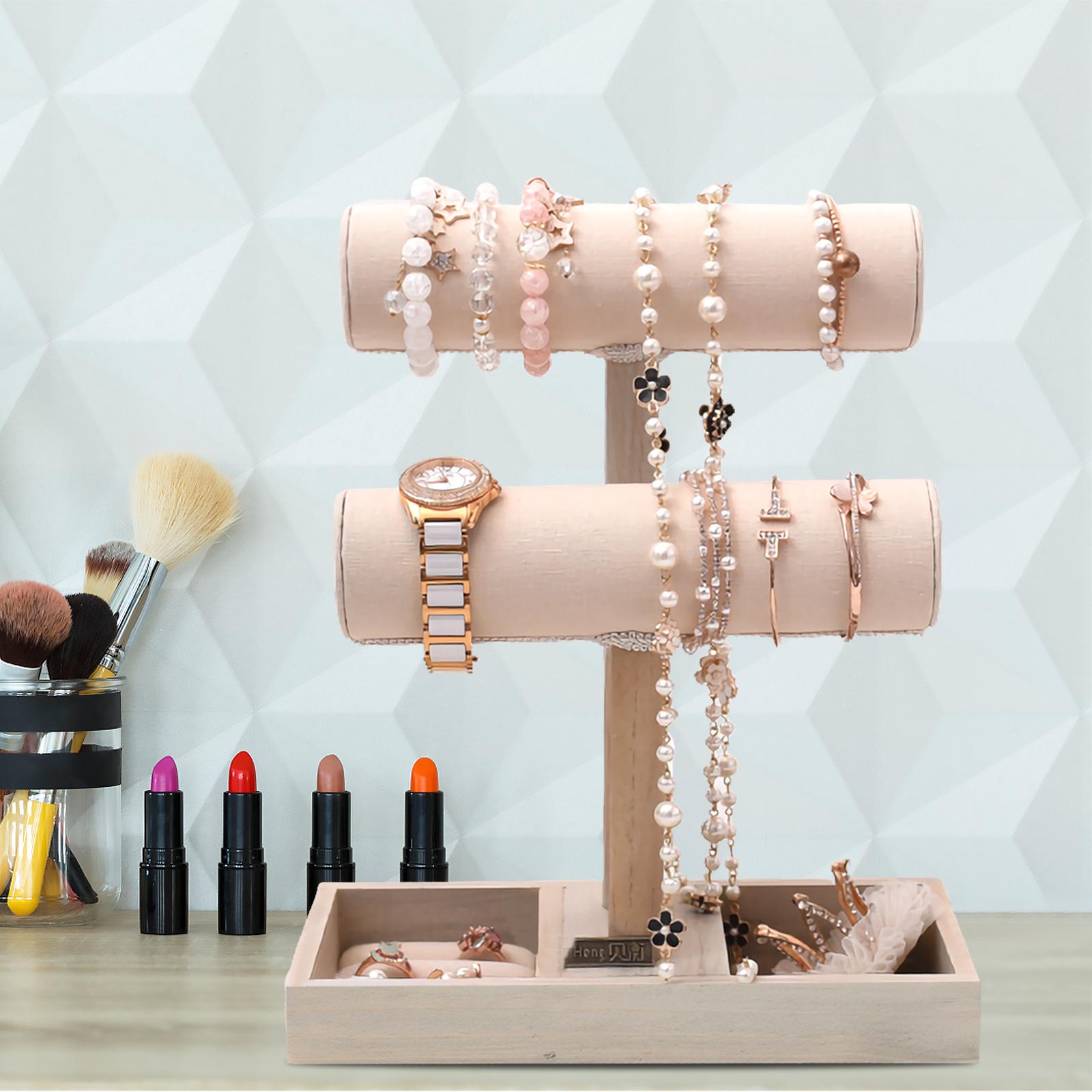 2 Tier T-Bar Bracelet Jewelry Stand Display With Basic Jewelry Holder Tay