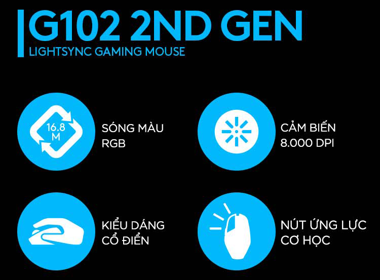 Chuột Gaming Logitech G102 Gen 2 Lightsync - Hàng Chính Hãng