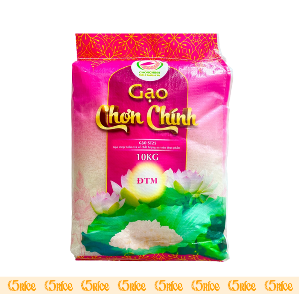 Gạo Chơn Chính ST25 - Túi 5kg - Gạo thượng hạng thơm dẻo, đậm vị  5RICE