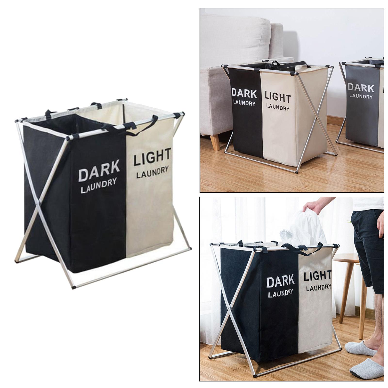Laundry Cloth Hamper Sorter Basket Bin with Aluminum Frame Washing Storage