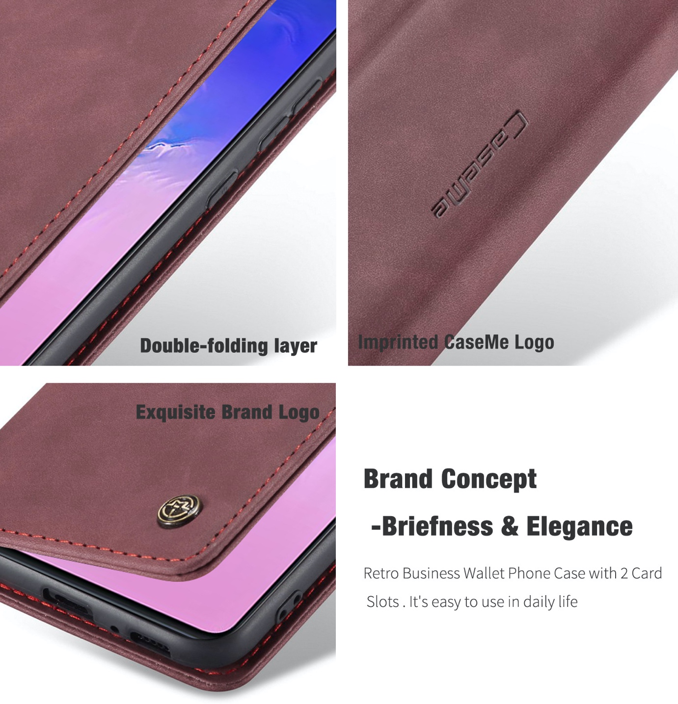 Bao da bò thật dạng ví chính hãng Caseme dành cho Samsung S10 Lite - Hàng chính hãng