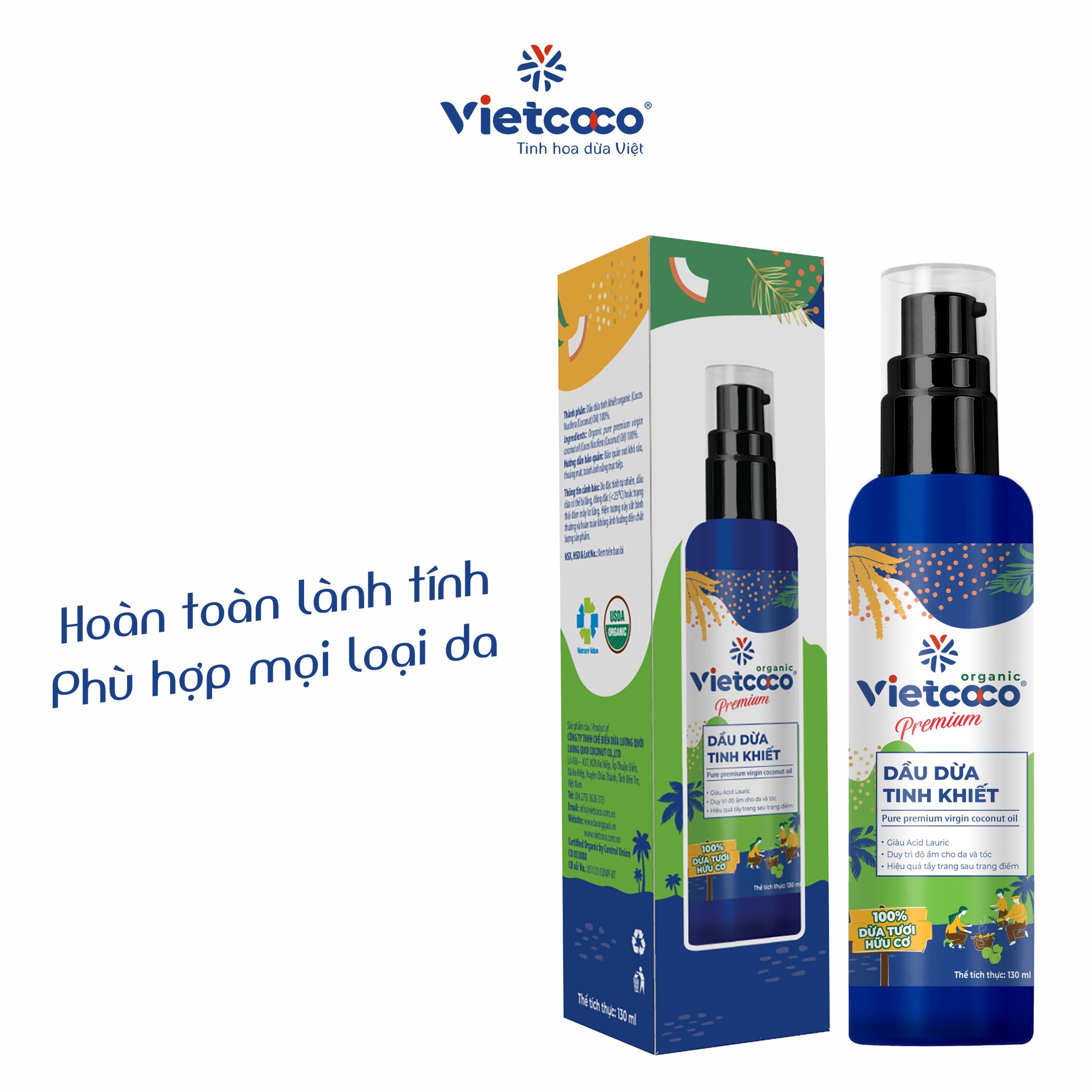 DẦU DỪA TINH KHIẾT PREMIUM ORGANIC VIETCOCO 130ML