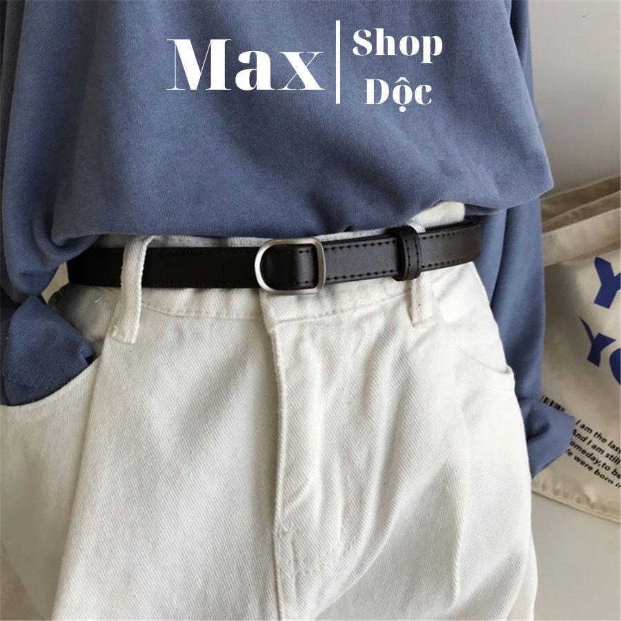 Thắt Lưng Nam Nữ Thắt Lưng Đai Váy Mặt Bạc Hình Thoi Maxshop Da Đẹp Cao Cấp KHÔNG CẦN ĐỤC LỖ - Dây Nịt Hình Thoi Bản Nhỏ