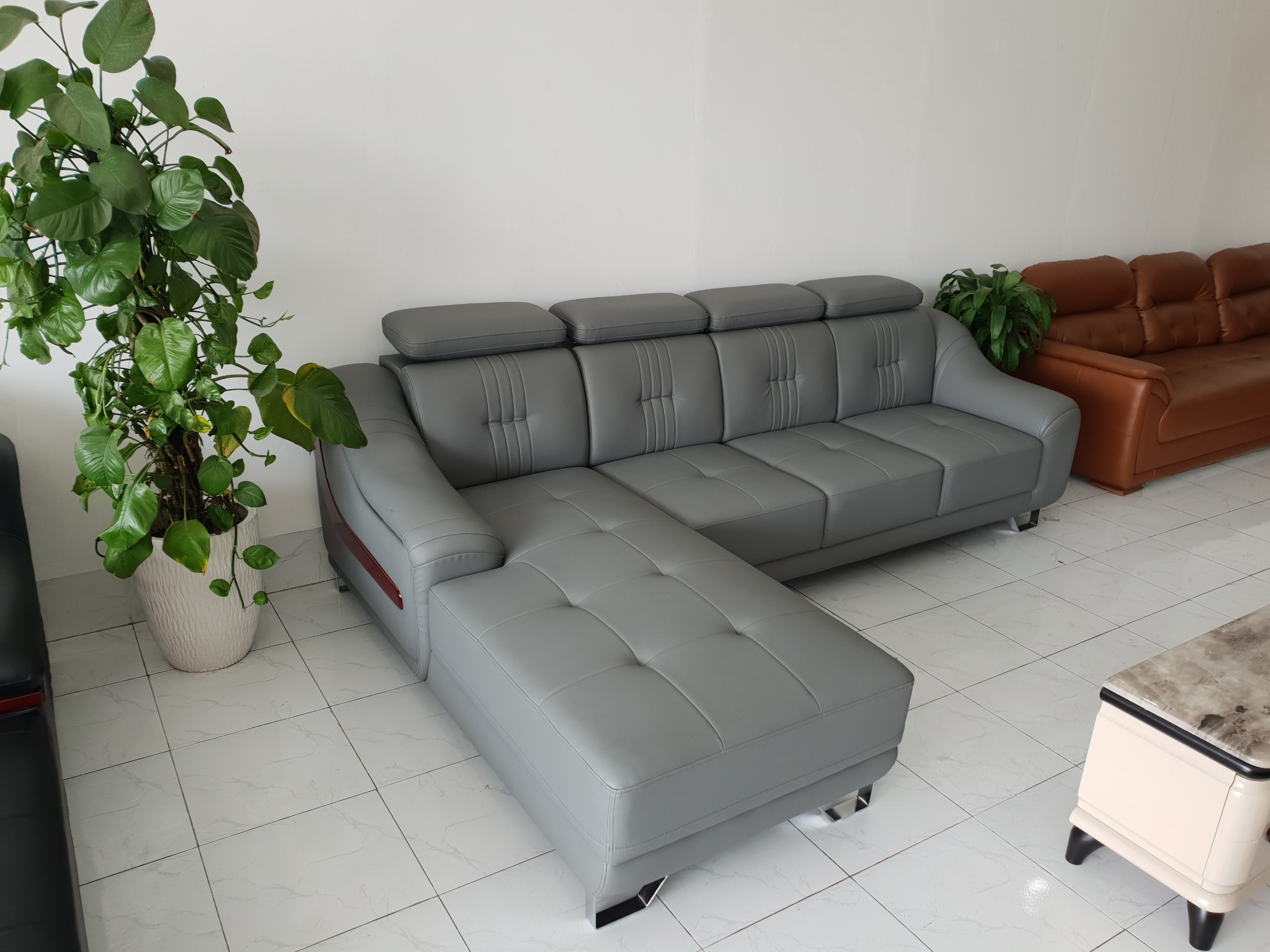 Ghế Sofa Phòng Khách Lớn Góc Chữ L _ Màu Xám Sang Trọng _ Size 2800 x 1800