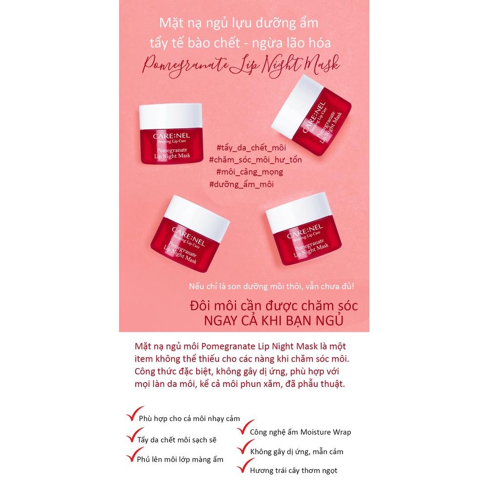 Mặt Nạ Ngủ Môi Giúp Cấp Ẩm, Tẩy Da Chết, Ngừa Lão Hoá Care:Nel Pomegranate Lip Night Mask 5g - Lựu