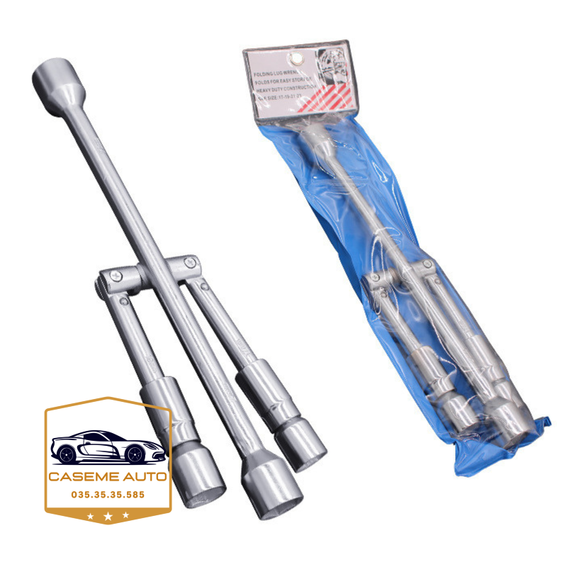 Bộ Cờ Lê 4 Đầu Thay Lốp Ô Tô Gấp Gọn - Tay Công Chữ Thập Đa Năng Thép Carbon Siêu Cứng (17-19-21-23mm) - Hàng Chính Hãng