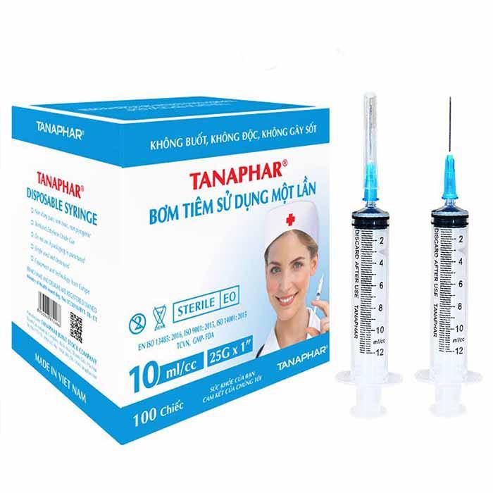 Bơm tiêm dùng 1 lần Việt Nam TANAPHAR 5ml (hộp 100 cái) 10ml (hộp 100 cái) 20ml (hộp 50 cái) 50ml (hộp 25 cái