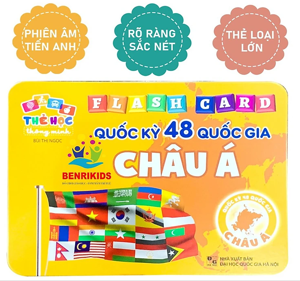 Flashcard Cờ Các Nước, Quốc Kỳ Các Quốc Gia Trên Thế Giới - Flashcard Song Ngữ Anh - Việt Cho Bé, Kèm File Nghe