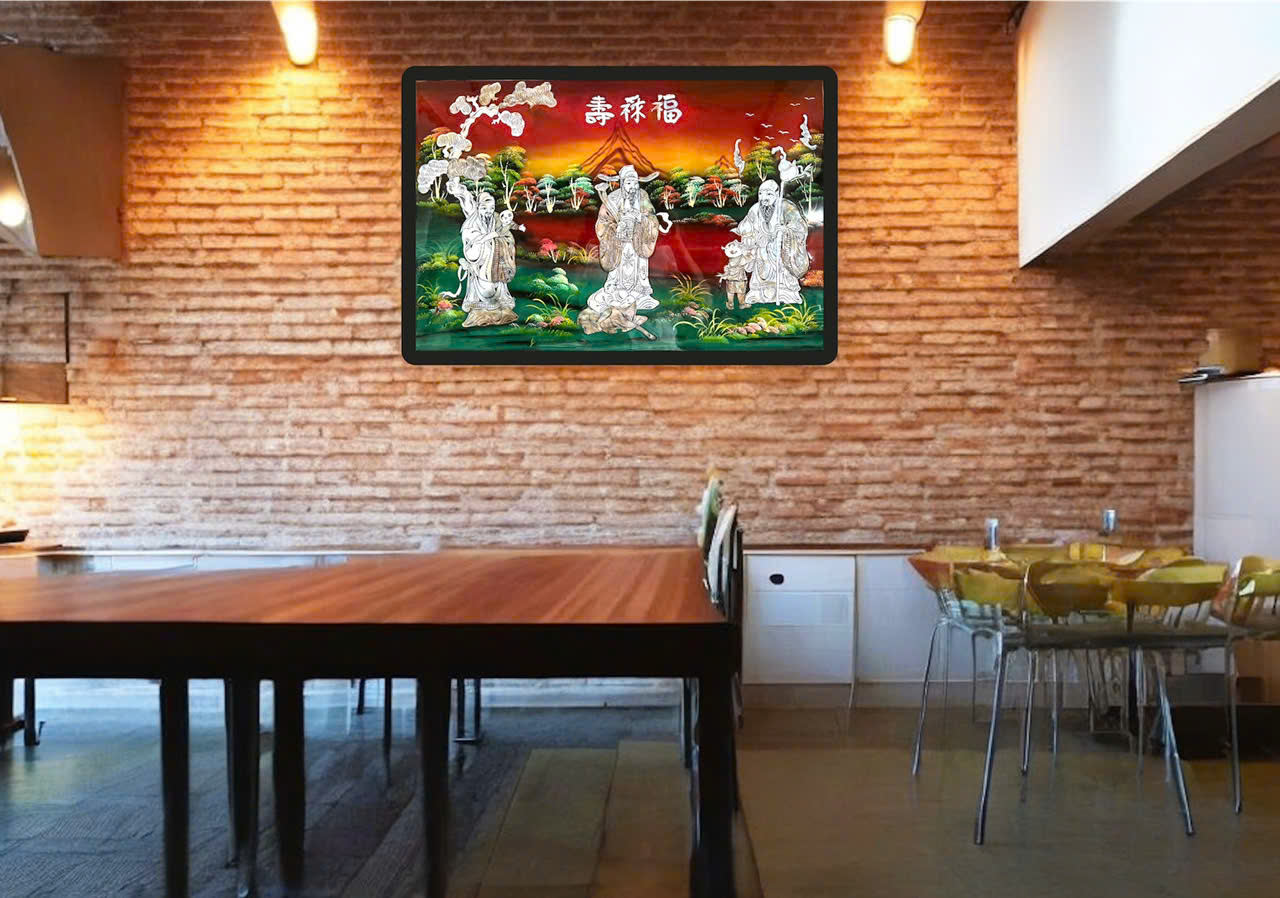 Tranh sơn mài - PHÚC LỘC THỌ - Size 40x60 cm - Khảm cừ cao cấp