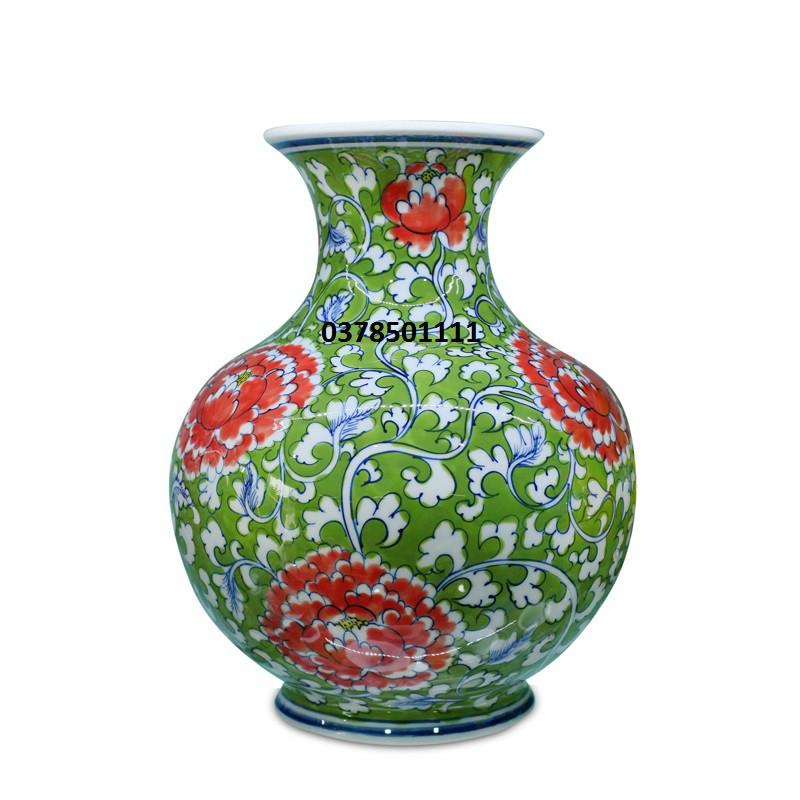 Lọ tỏi men lam vẽ hoa dây