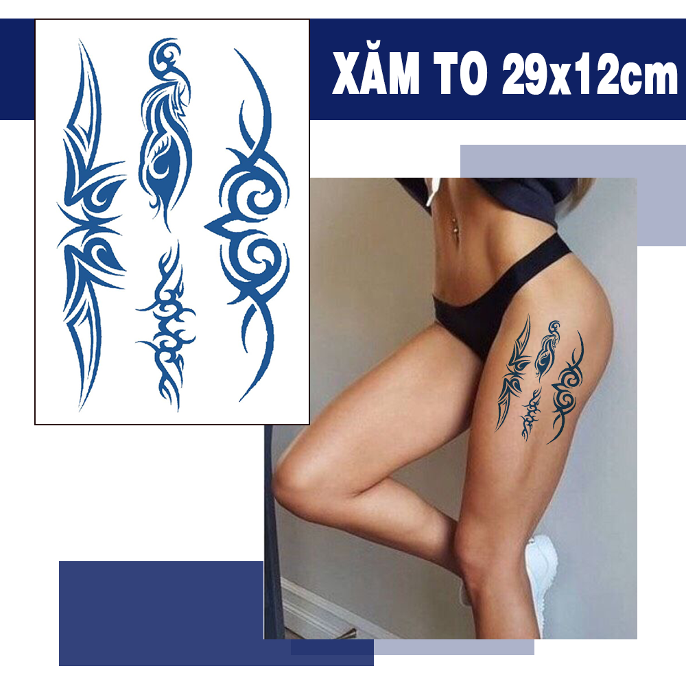 Tờ Xăm Miếng Dán Xăm tạm thời Tattoo 15 Ngày Không Trôi Chống Thấm Nước Tạm Thời Ký hiệu Gai Vương miện Legaxi