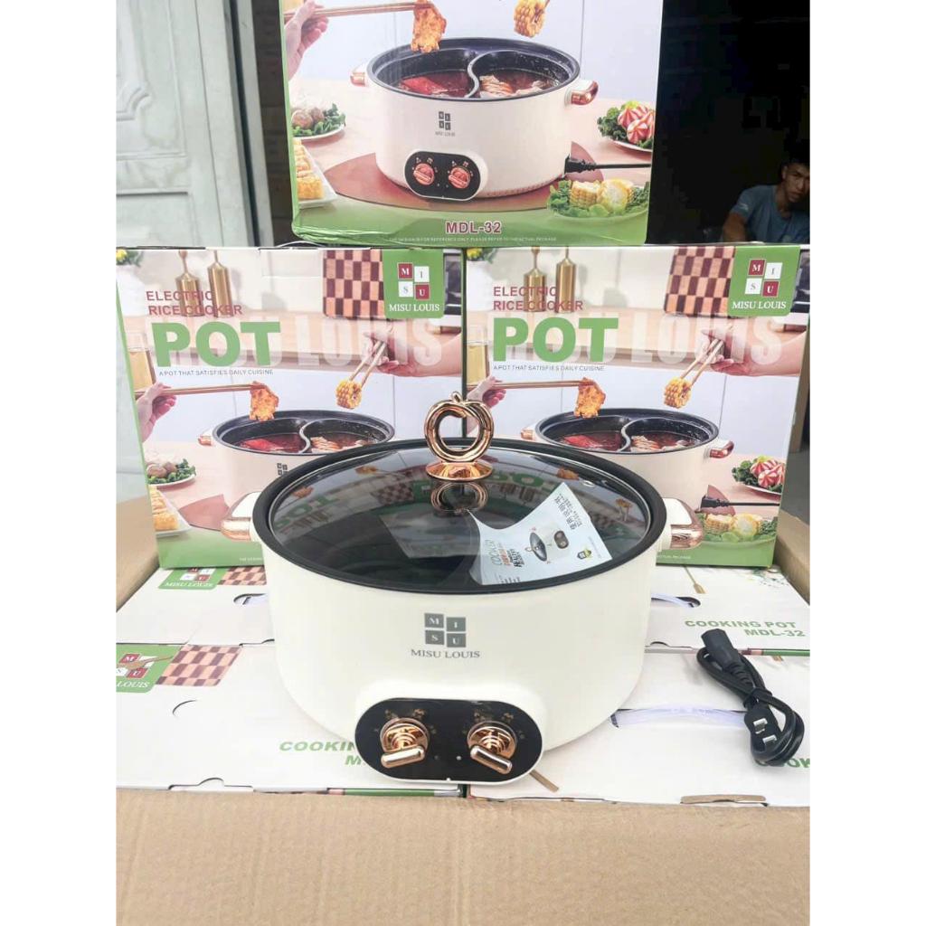 Nồi Lẩu 2 Ngăn và lẩu kèm hấp, nồi bí ngô Misu Loui Nấu Lẩu Chua Cay Tiện Lợi