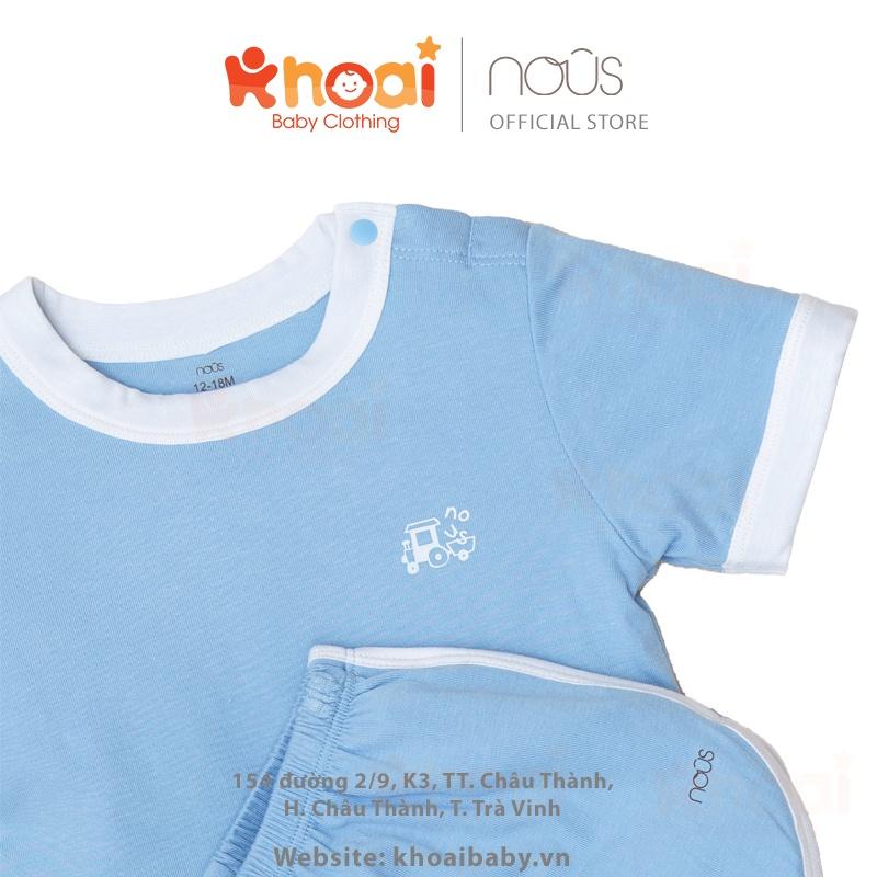 Bộ cài vai cộc petit Nous xanh dương - Chất liệu Nu Petit 95% cotton thiên nhiên