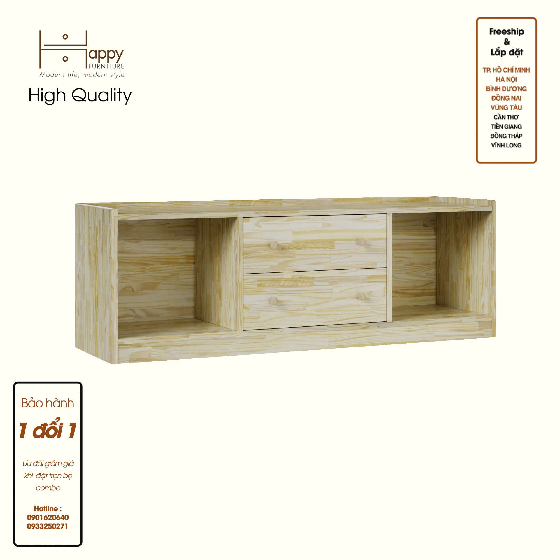 HAPPY FURNITURE , Gỗ tự nhiên , Tủ lưu trữ 1 cửa mở - GAMZE , KTV_060, 140cm x 40cm x 48cm