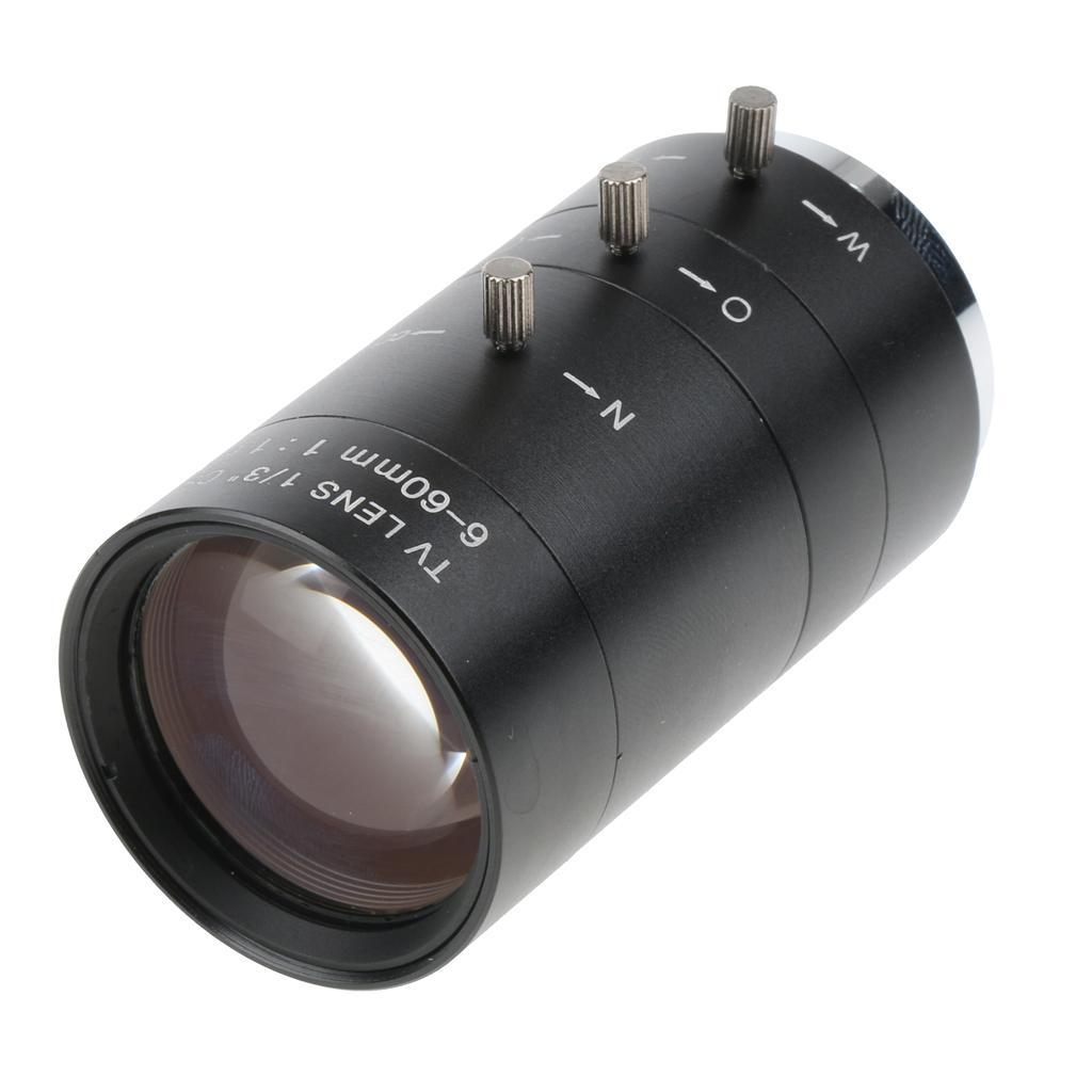 6-60mm 1/3" CS Mount Varifocal Movie TV Manual Camera Lens Replacement Black