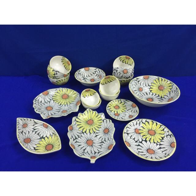Bộ đồ ăn vẽ hoa hướng dương gốm sứ Bát Tràng cao cấp