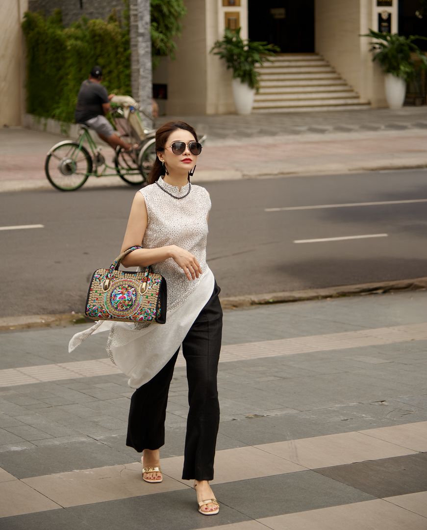 Áo Dài Cách Tân Organza Mai ADA011 thời trang thiết kế Hity