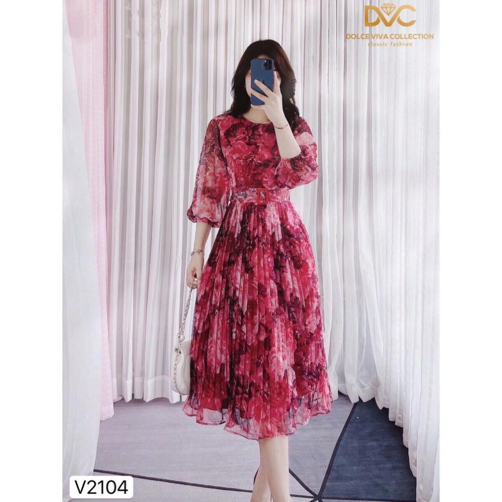 Đẹp Shop DVC Váy xòe hoa chân dập li V2104 - Kèm video và ảnh trải sàn