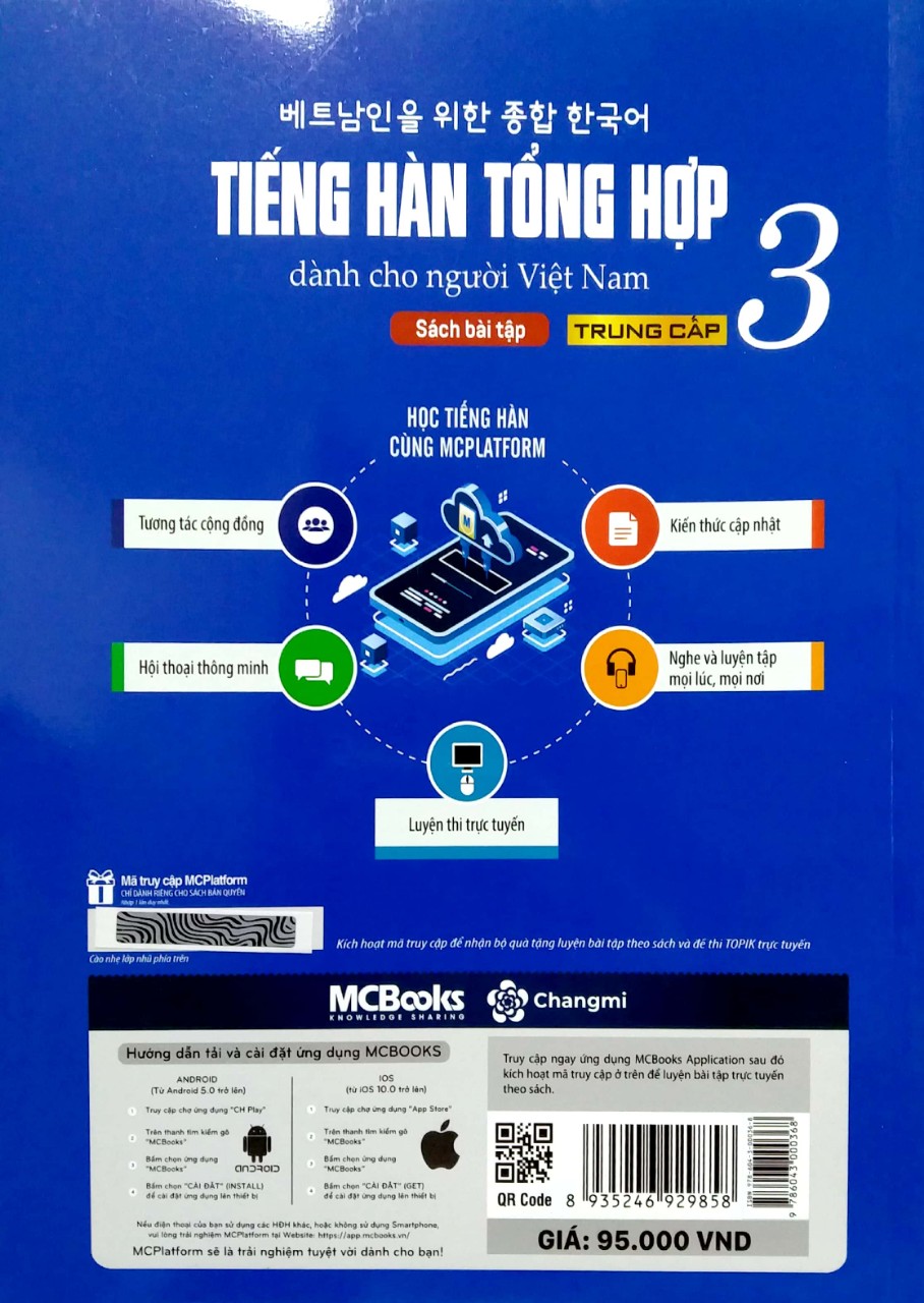 Combo Giáo trình tiếng hàn tổng hợp sơ cấp 3+SBT phiên bản màu